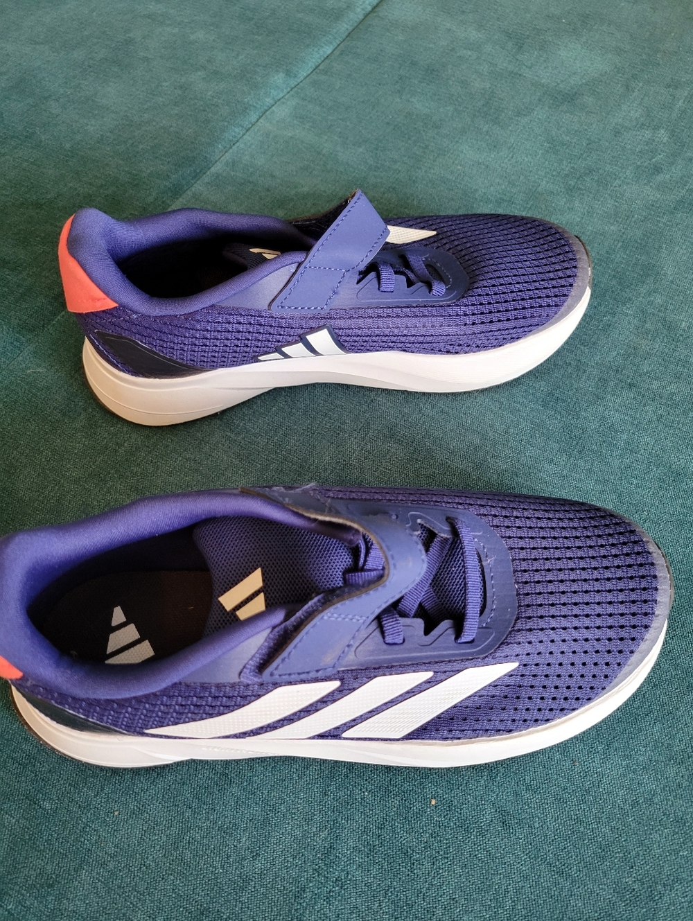 Adidas Size 3 Blue and Orange Velcro Sneakers